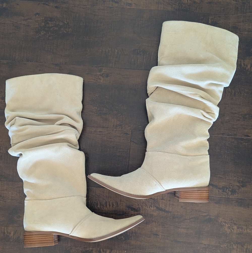 Chinese Laundry Tan Slouchy Heeled Boots